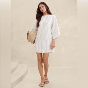 Banana Republic $160 Banana Republic Ella Linen mini Dress White Striped